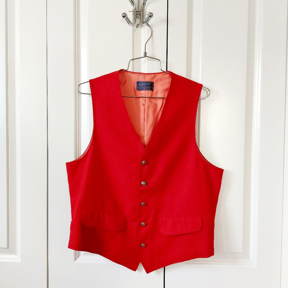 NWT 1960s Red Wool Pendleton Vest size‎ 40 Christmas Santa Claus